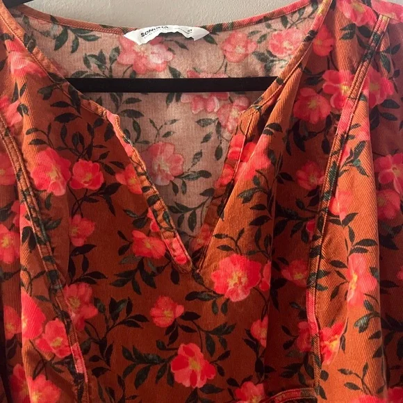 Sonoma Corduroy Peasant Blouse
Womens 4X Brown Fall Floral V Neck Top - Picture 4 of 12